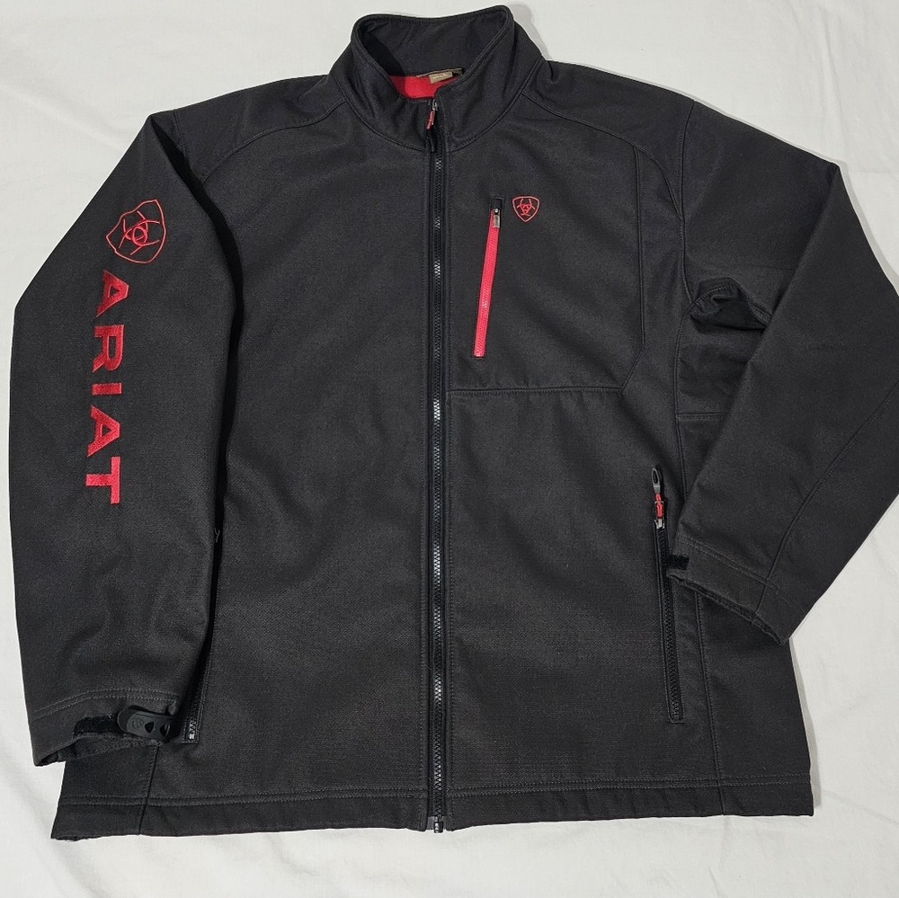 Ariat Softshell Jacket Black Red Western Workwear… - image 1